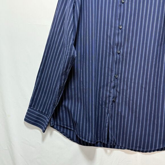 Mens Apt 9 Button Up Casual Shirt - Long Sleeve - Size XL Blue Striped - Picture 8 of 16